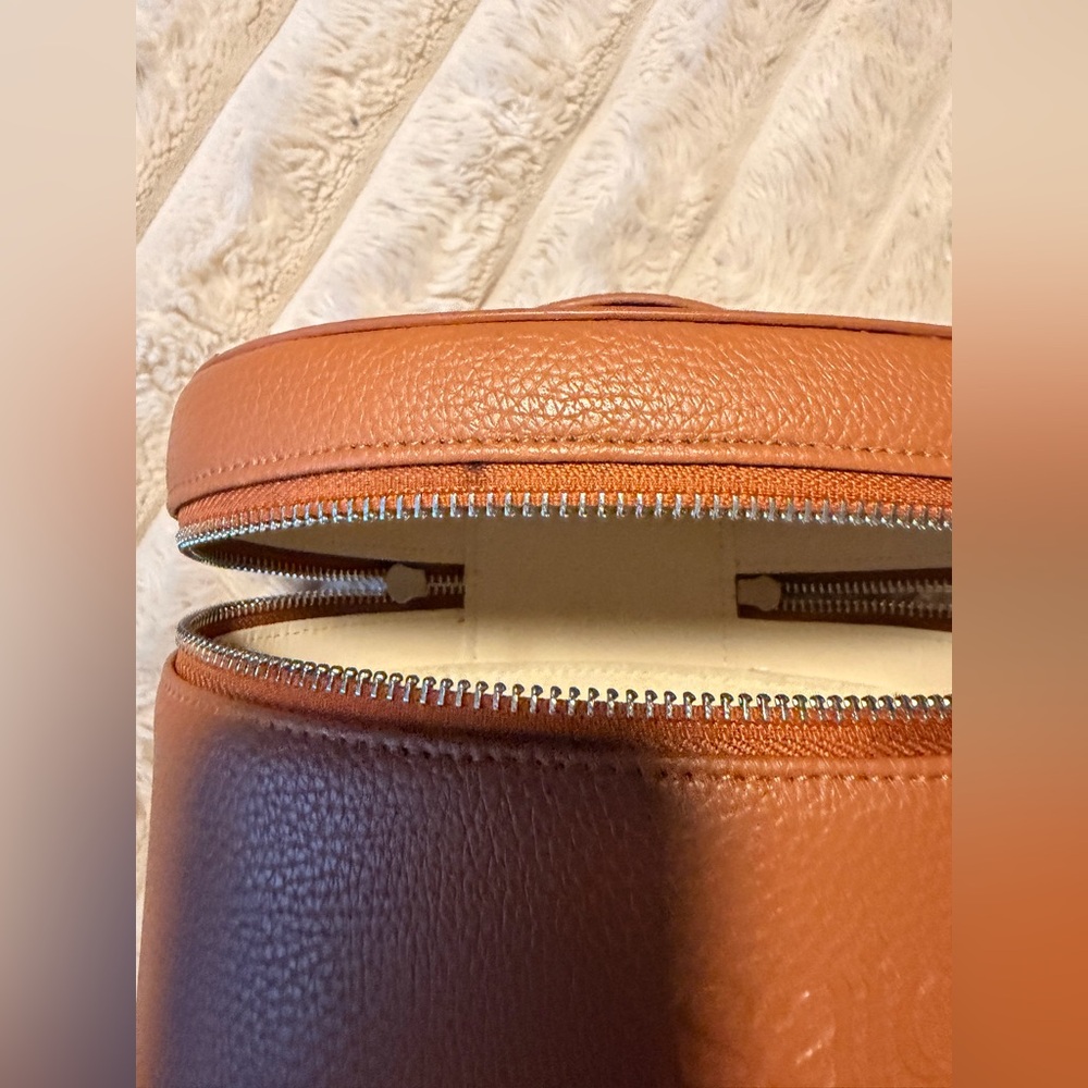 Saie Leatherette Travel Cosmetic Case in Tan - Picture 4 of 7